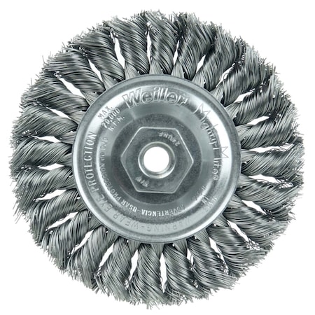 Weiler Standard Twist Knot Wire Wheel 4", .020" Steel Fill, 3/8"-24 UNF Nut 13117